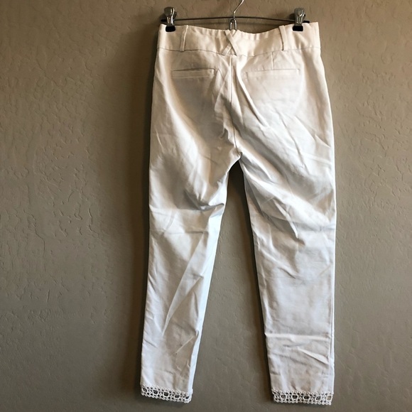 ANTHROPOLOGIE lace-trimmed Charlie trouser pants - Picture 5 of 7